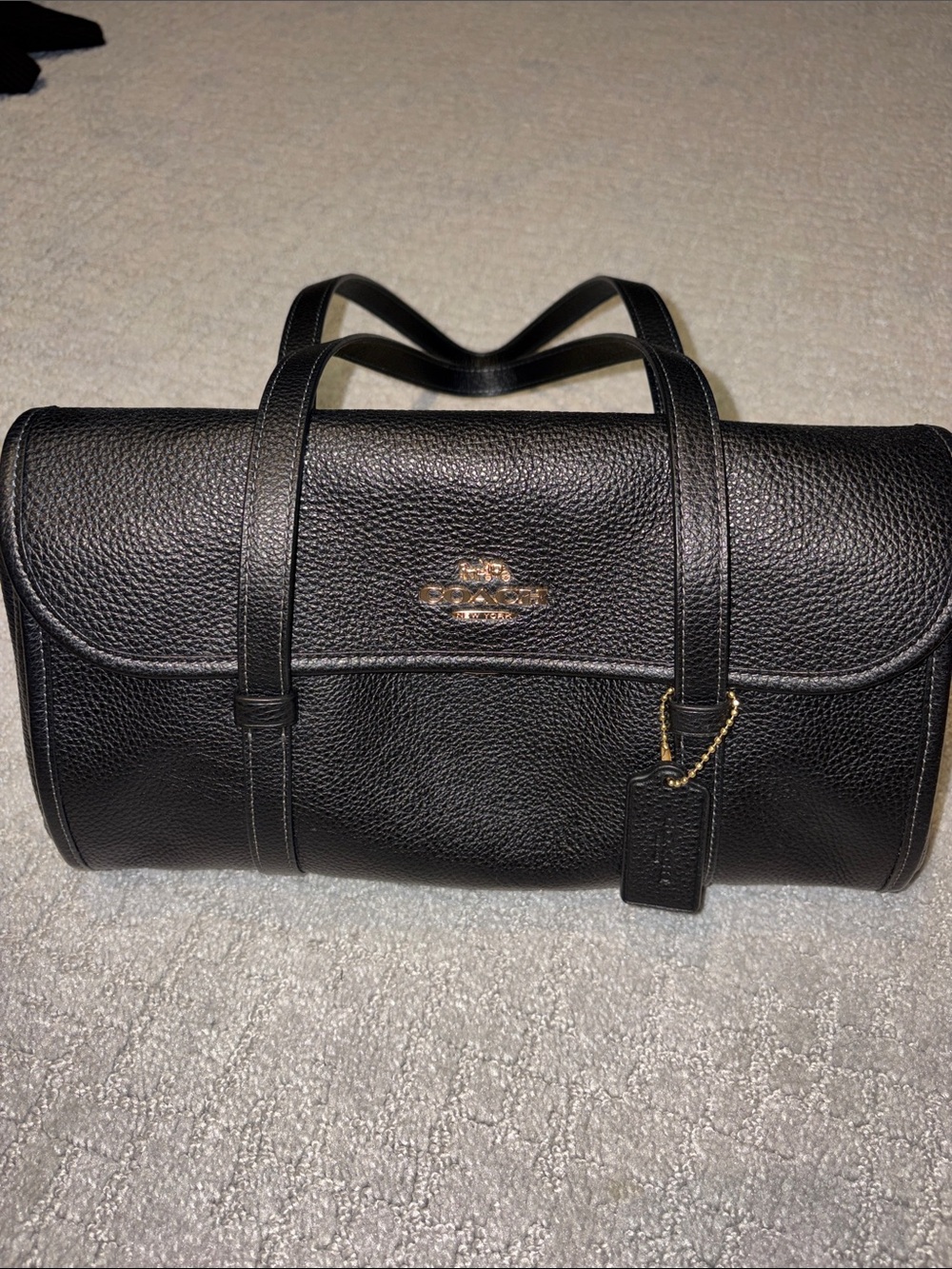 Coach Bridget Black Pebbled Leather Shoulder Bag with Gold Hardware
